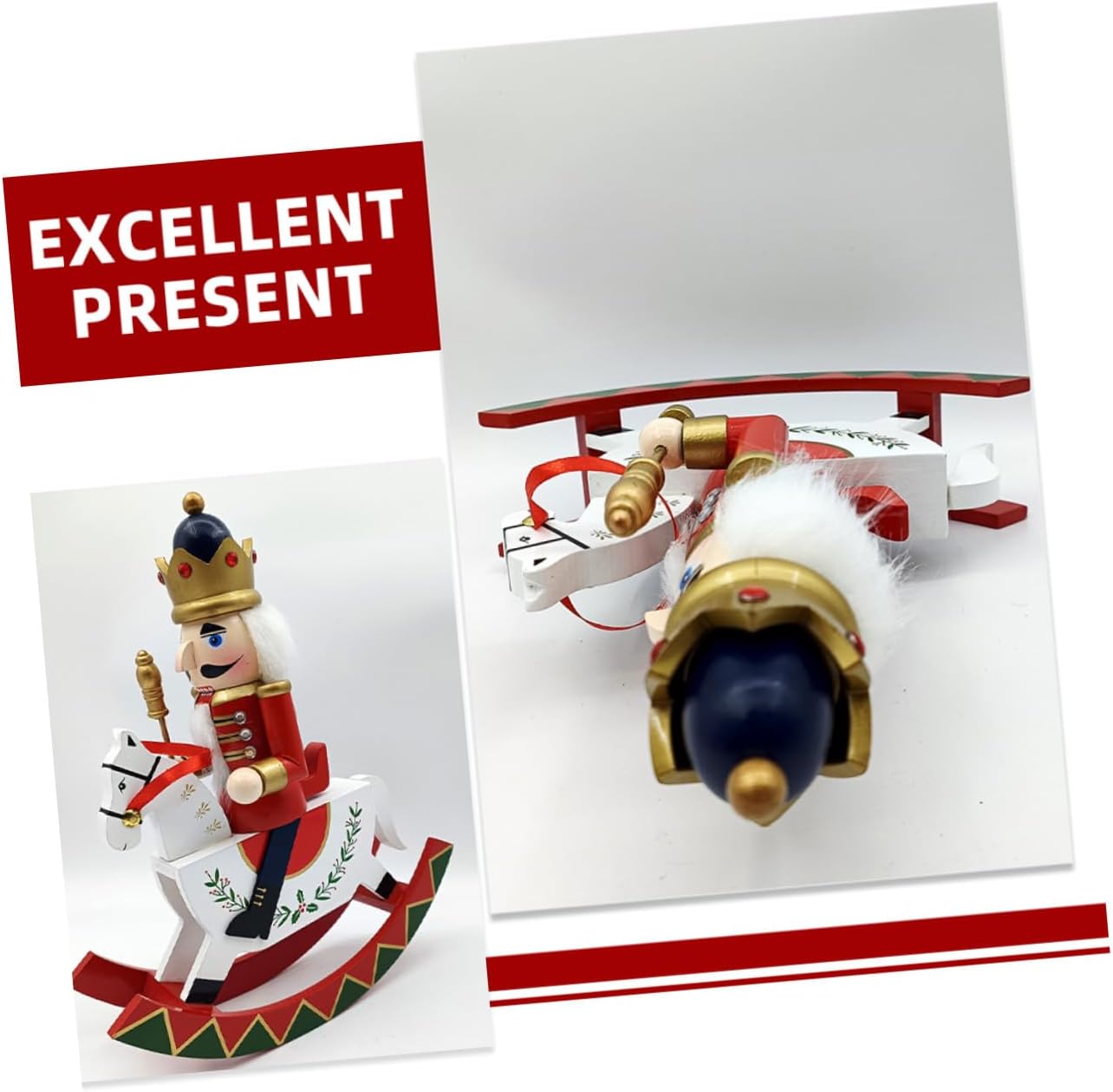 SECFOU Christmas Nutcracker Ornaments Small Wooden Nutcracker Soldier Figurine Holiday Tabletop Decoration for Christmas Party and Home