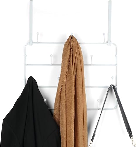 Vista 12 de Ganchos para colgar sobre la puerta, gancho de metal multiusos sobre la puerta, gancho de acero inoxidable a prueba de óxido para abrigos, plateado