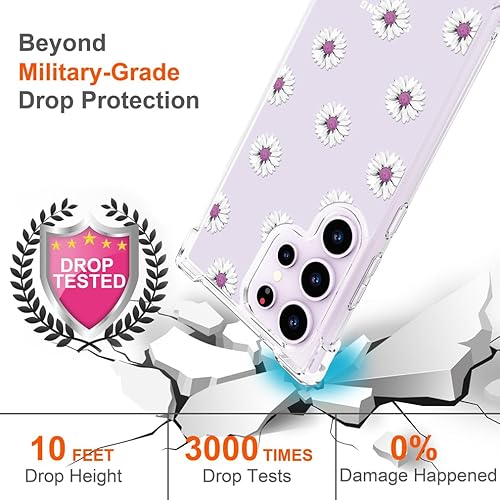 Miniatura 4 de Hungo Compatible con Samsung Galaxy S23 Ultra - Funda para mujer, diseño de flores transparentes y bonitas, diseño de flores estéticas para niñas,