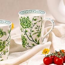 GOLDEN QUEEN'S Ceramic Coffee Mug Set of 1 | 300 ml Tea & Milk Mug for Daily Use | Microwave Safe Single Mug - Emerald Green