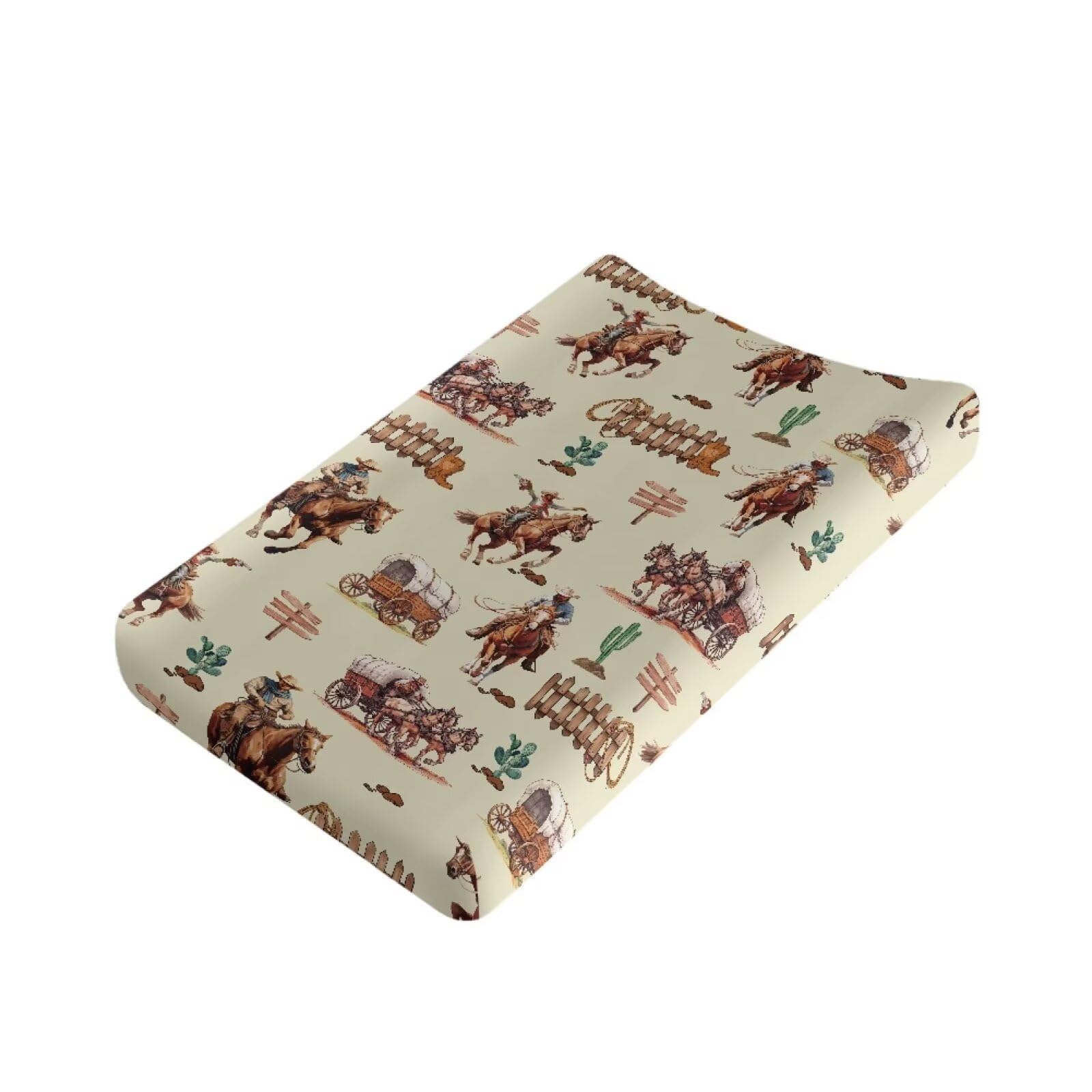 Gongbawa Western Cowboy Horse Changing Pad Covers Ultra Soft Stretchy Baby Diaper Change Table Pad Cover for Girls Boys Breathable Nursery Changing Table Sheets Cover