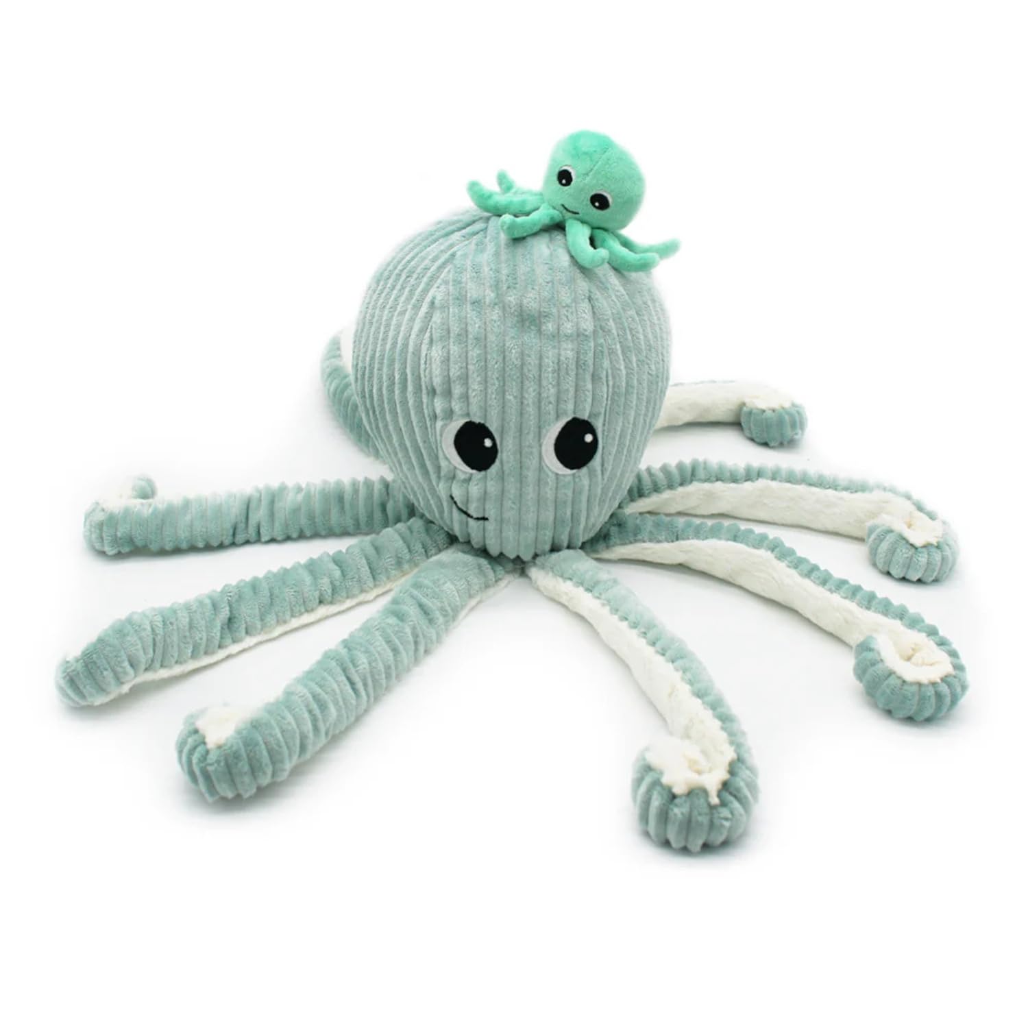 Les Ptipotos by Les Deglingos - Peluche Maman Bebe - Toute Douce - Cadeau Naissance - Filou LA Pieuvre Maman & Bebe - 45CM - Menthe