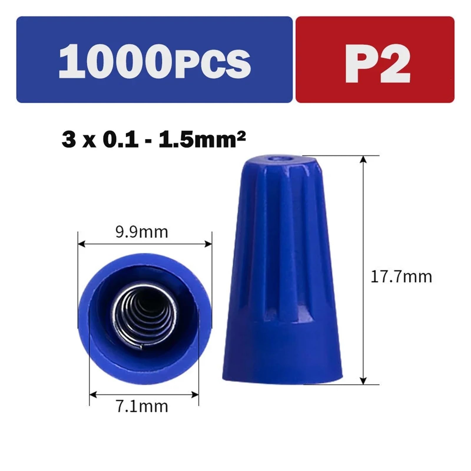 Terminale a vite Estremità chiusa Cappucci a crimpare Connettore compatible filo a spirale compatible cavo isolato Terminali a rapido P1 P2 P3 P4 P6 CE1(P2 (1000pcs))