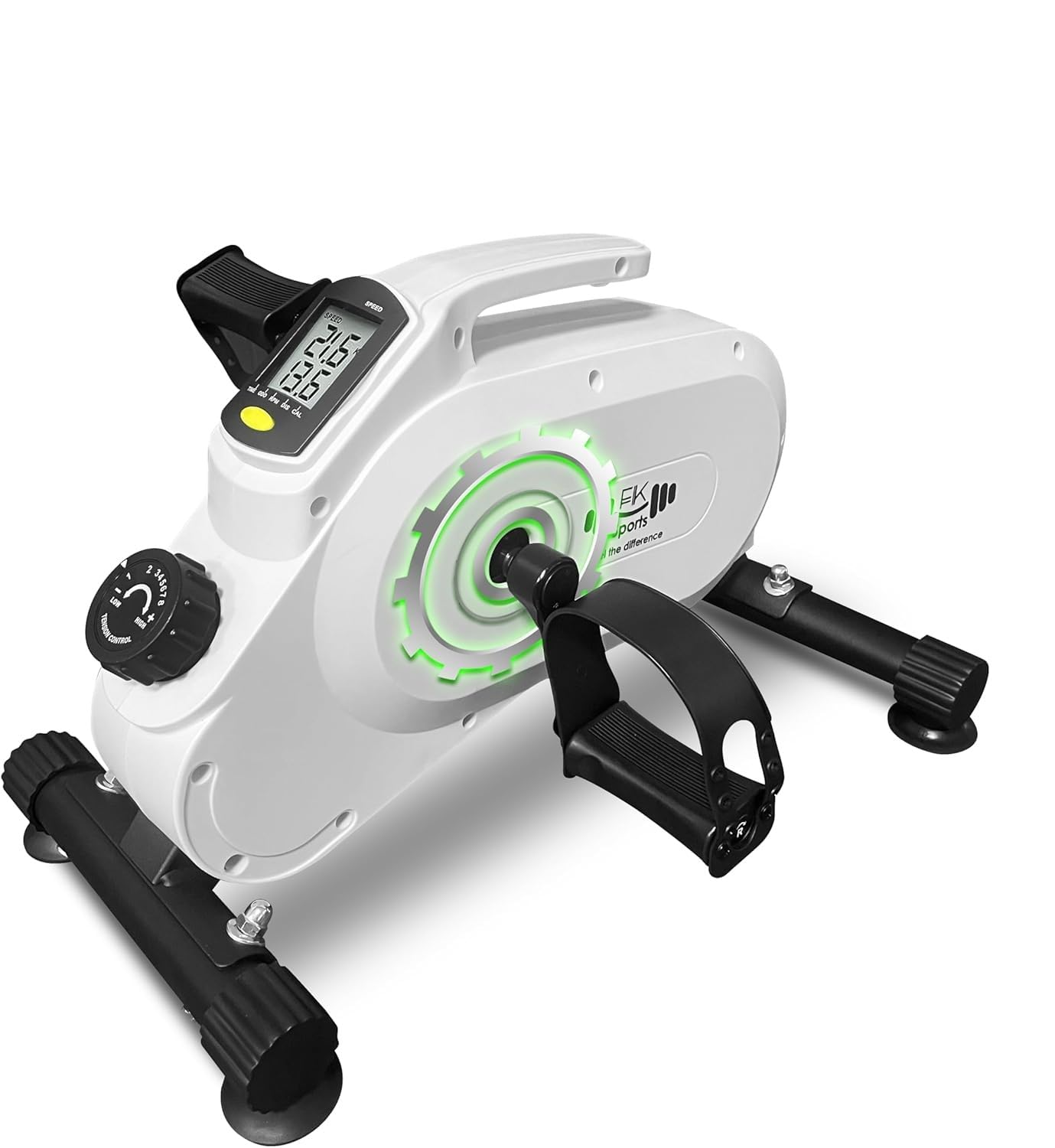 FK Sports Mini Exercise Bike, Foot Pedal Exerciser, Under Desk Bike, 8 Magnetic Levels Resistance, Quiet and Smooth, LCD Monitor, Pedal Machine for Arms Legs, Workout Equipment for Home (White)