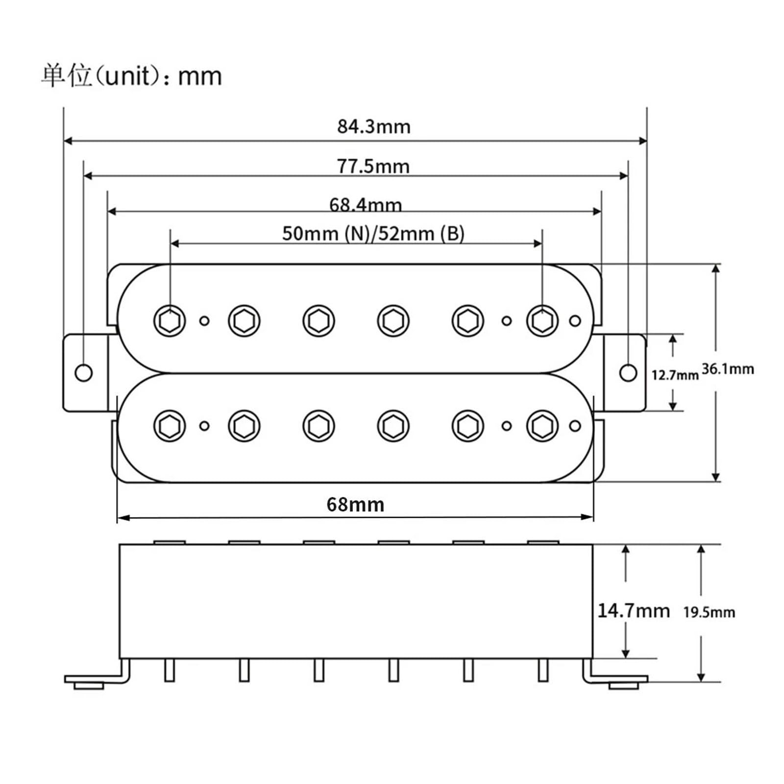 Przetwornik Do Gitary Elektrycznej Przetwornik Humbucker Alnico 5 | 2-częściowy zestaw przetworników do gryfu i mostka gitary elektrycznej, czarno-biały(Black 7K and 8K)