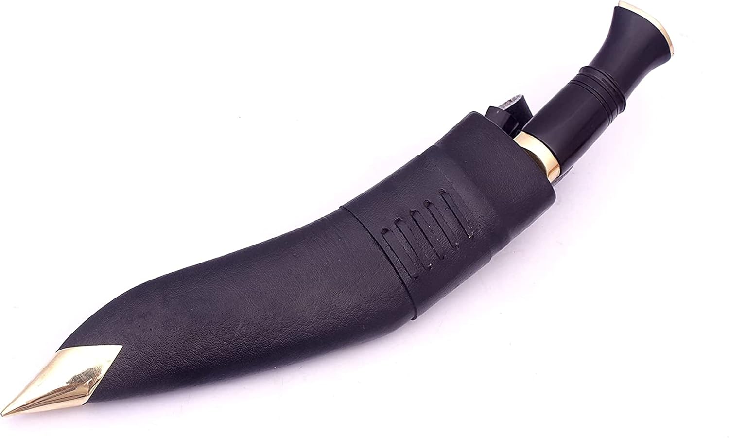 Gurkha Service No. 1 Kukri Knife, 10.25" Hand-Hammered Nepali Kukri Military Standard Issue, High Carbon 5160 Steel Blade, Buffalo Horn Handle, Rat Tail Tang, Leather Sheath, Karda & Chakmak