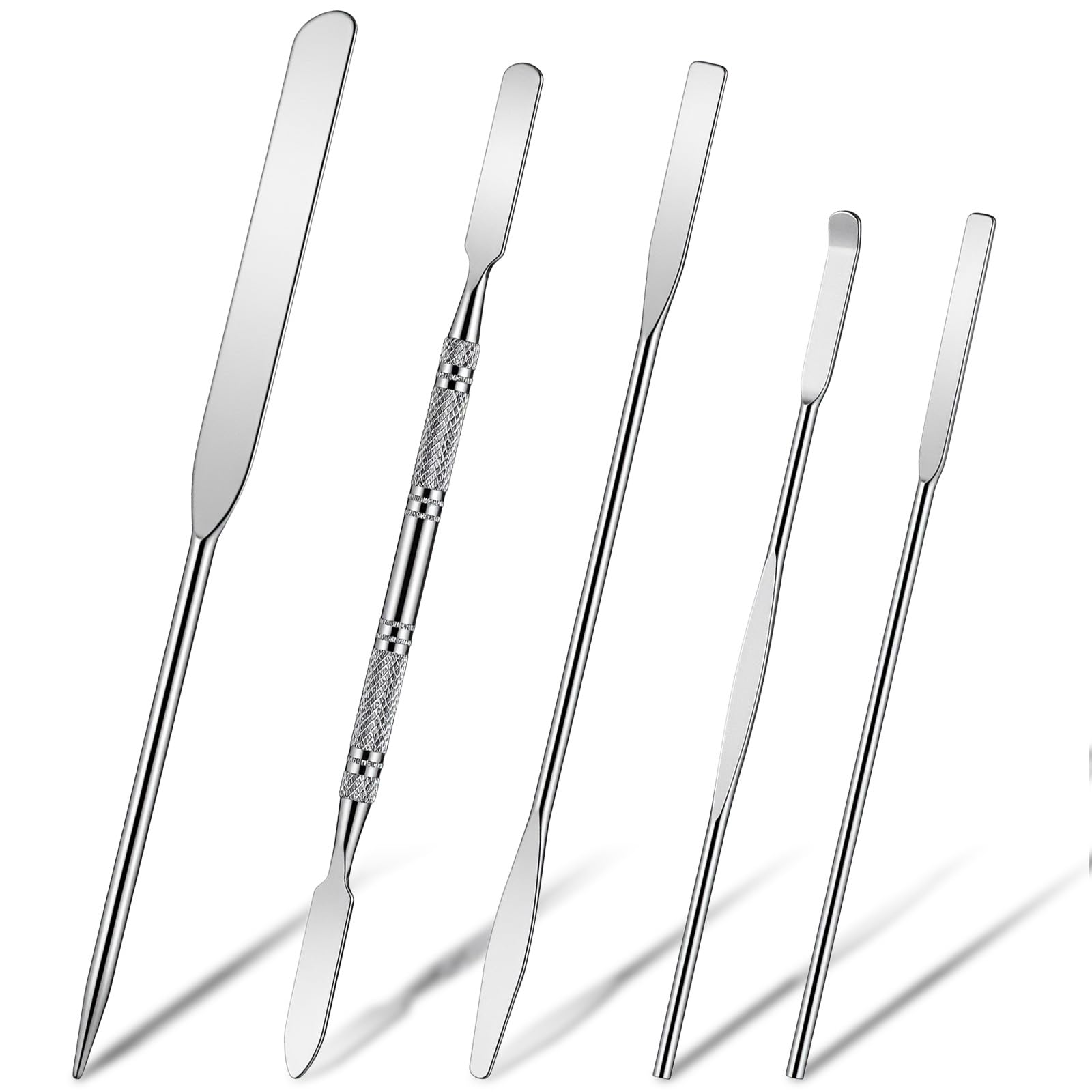 5 Pcs Metal Spatula Set, Stainless Steel Lab Spatula, Double-Ended Micro Spatulas for Lab Spatulas Sampling and Mixing