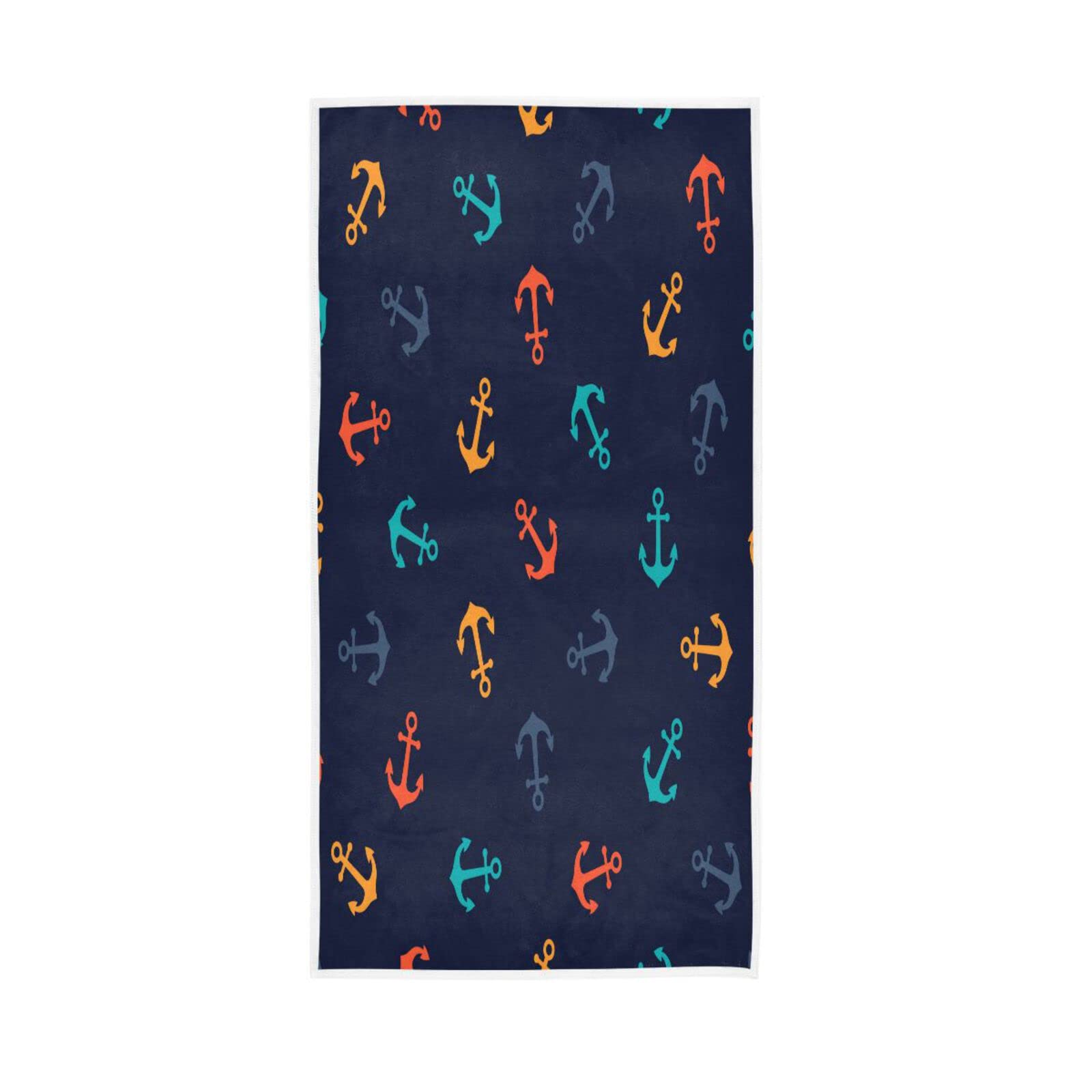 HUYGD Colorful Anchors Face Towels, 15 x 30 Inches Soft Hand Towel Spa Facial Towels Face Towels for Bathroom