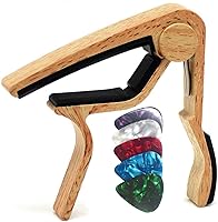 Vista 8 de WINGO Cejilla de guitarra para guitarras acústicas y eléctricas, color palo de rosa con 5 púas