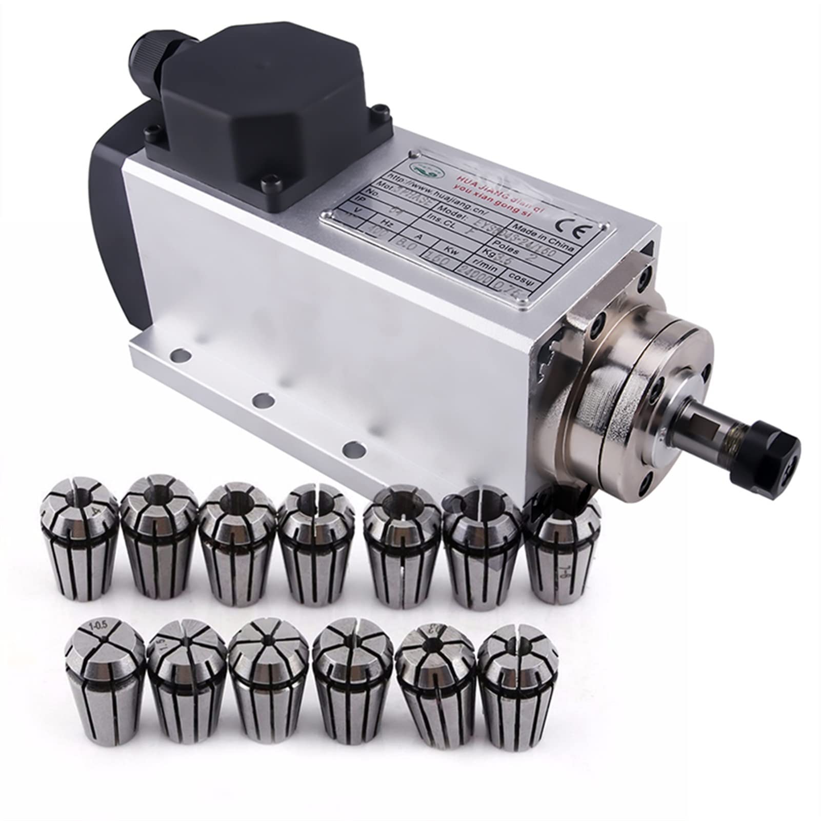 CVFRDD CNC Spindle Motor Kit 1.5kw Air Cooled Spindle Motor Cnc Er11 Square Milling Machine +13pcs ER11 Collect