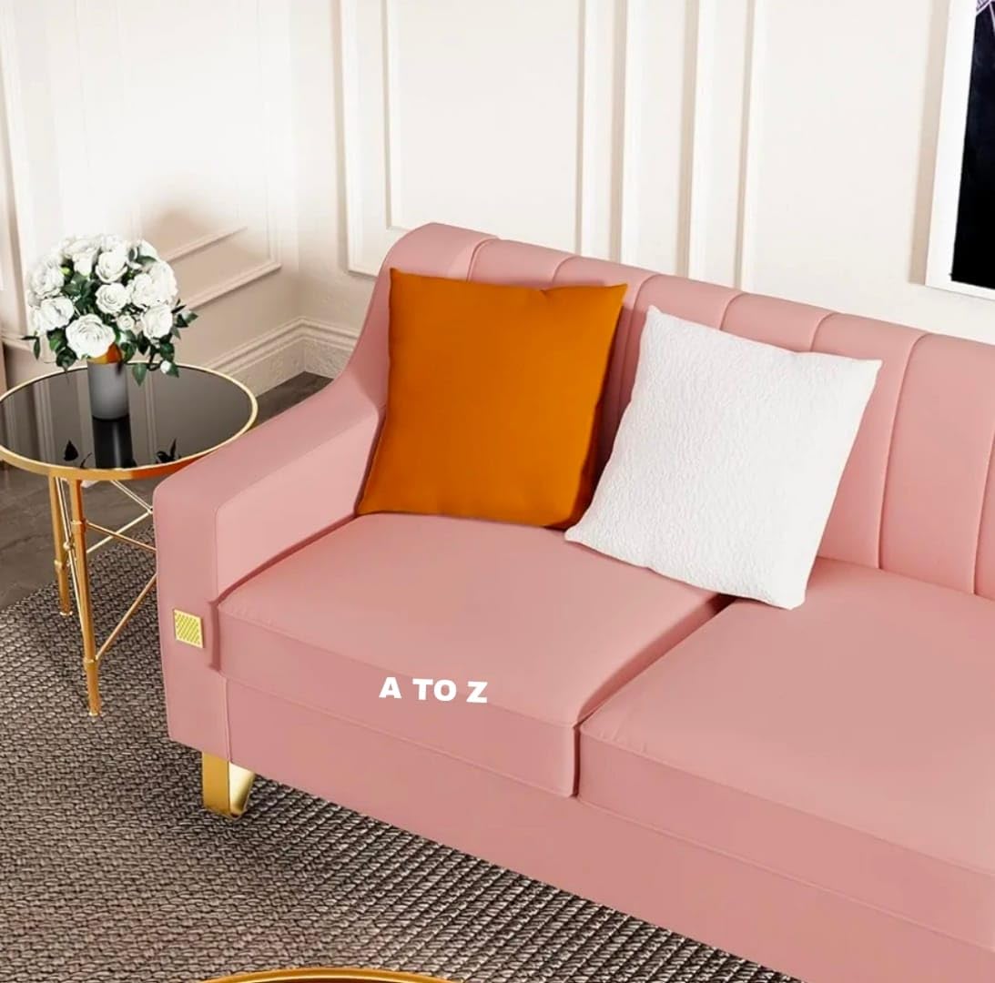A to Z Furniture Classic Seater Sofa Set Luxury Chesterfield Leatherette Sofa in for Home Living Room & Office Stainless Steel Legs (Rose Pink, 2 Seater)