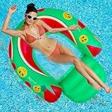 Inflatable Float Lounge, Inflatable Pool Float, Multi-Purpose Pool Chair with 1 Drink Holder and 2...