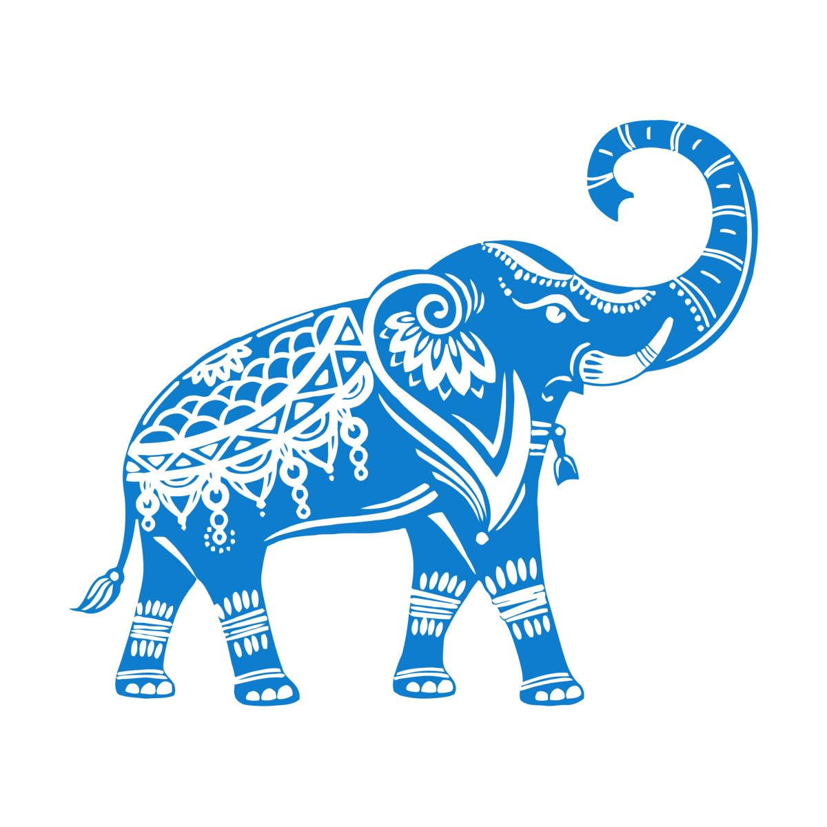 Elephant Indian Wall Vinyl Decal Raised Trunk Symbol of Wealth Home Decor Removable Art Home Decoration Wall Decor Small - 42x49cm
