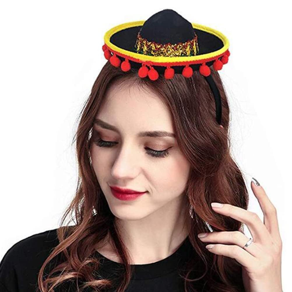 Pack of 3 Mini Carnival Hats, Colourful Mini Straw Hat, Cute Sombrero and Headbands, Party Hats - Image 4