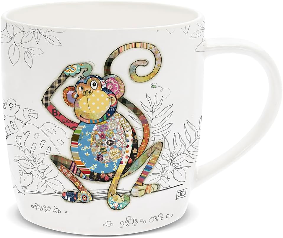 The Leonardo CollectionLesser & Pavey British Designed Barrel Coffee Mug | Ceramic Coffee Mugs for Home or Work | Large Mugs for Hot Drinks | Tea and Coffee Cups - Monty Monkey