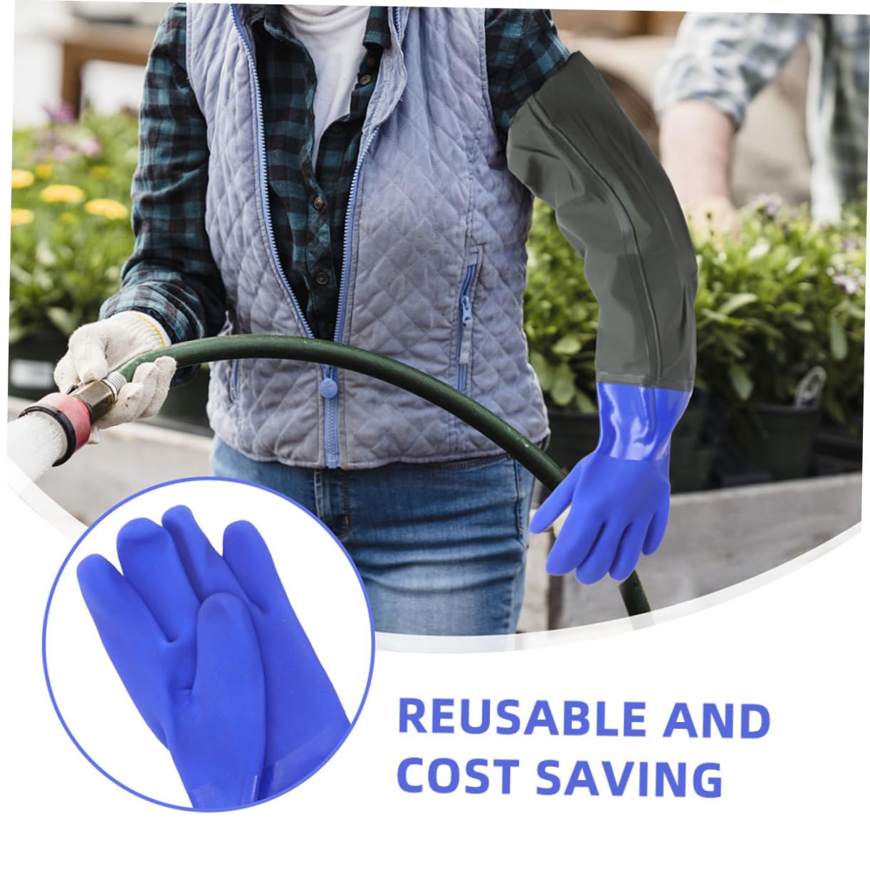 2pares Guantes De Goma Impermeables Codo Para Limpieza De Cocina Resistentes y Reutilizables Para Lavar Platos y Cuidar Peceras