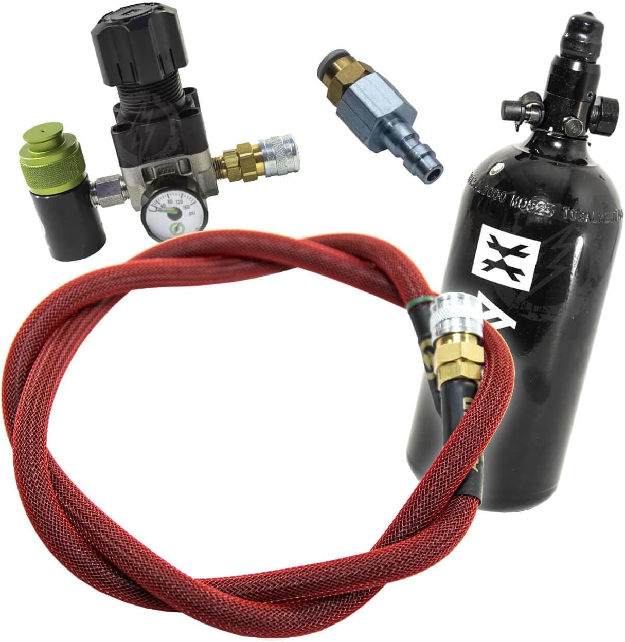 Amped Airsoft HPA Starter Package with SLP Tank, Regulator, and Air Line, Black, HPA Player Kit for All Major Brands