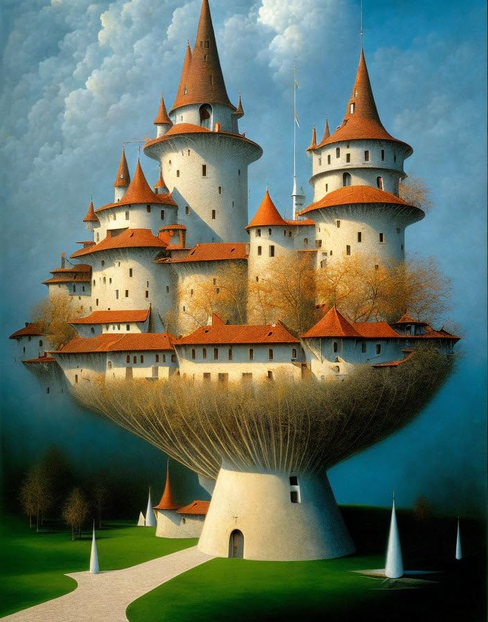 Poster Château sur l'arbre tableau toile 58 x 90 cm déco salon moderne