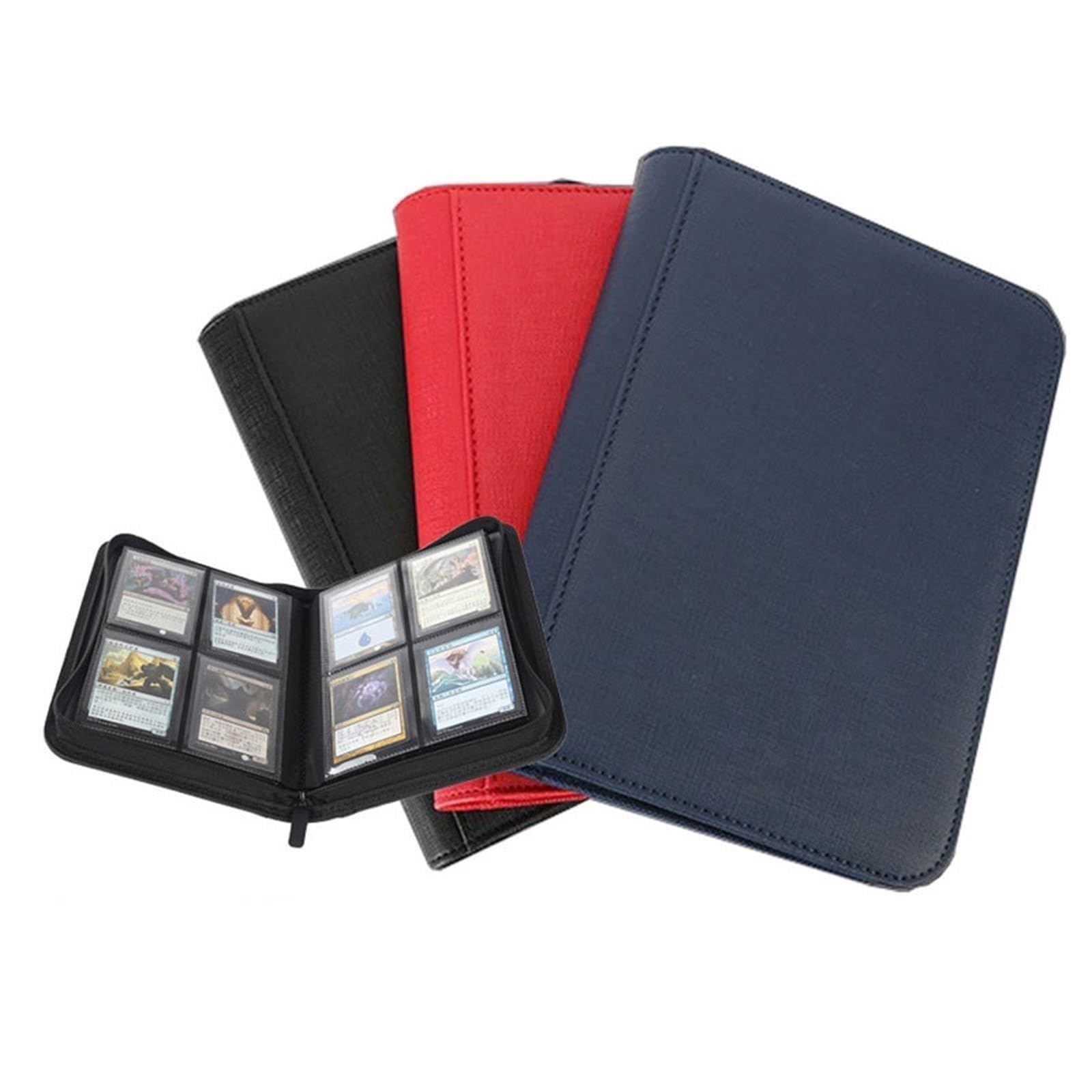 Raccoglitore di carte con cerniera in pelle PU a 160 tasche