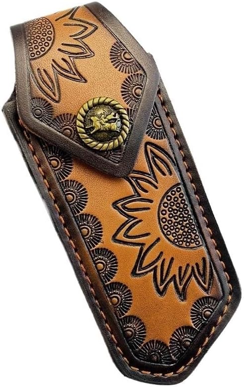 1PC Leather Knife Sheath, Top-layer Cowhide Protective Cover for Belt with Snap Closure Fits for Search, Rescue, Picnic