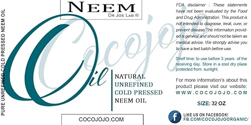 Miniatura 2 de Dr Joe Lab Aceite de neem de 32 onzas, puro y natural, prensado en frío, extravirgen, para cabello, piel, cuerpo, uñas y barba, hidrata, calma,