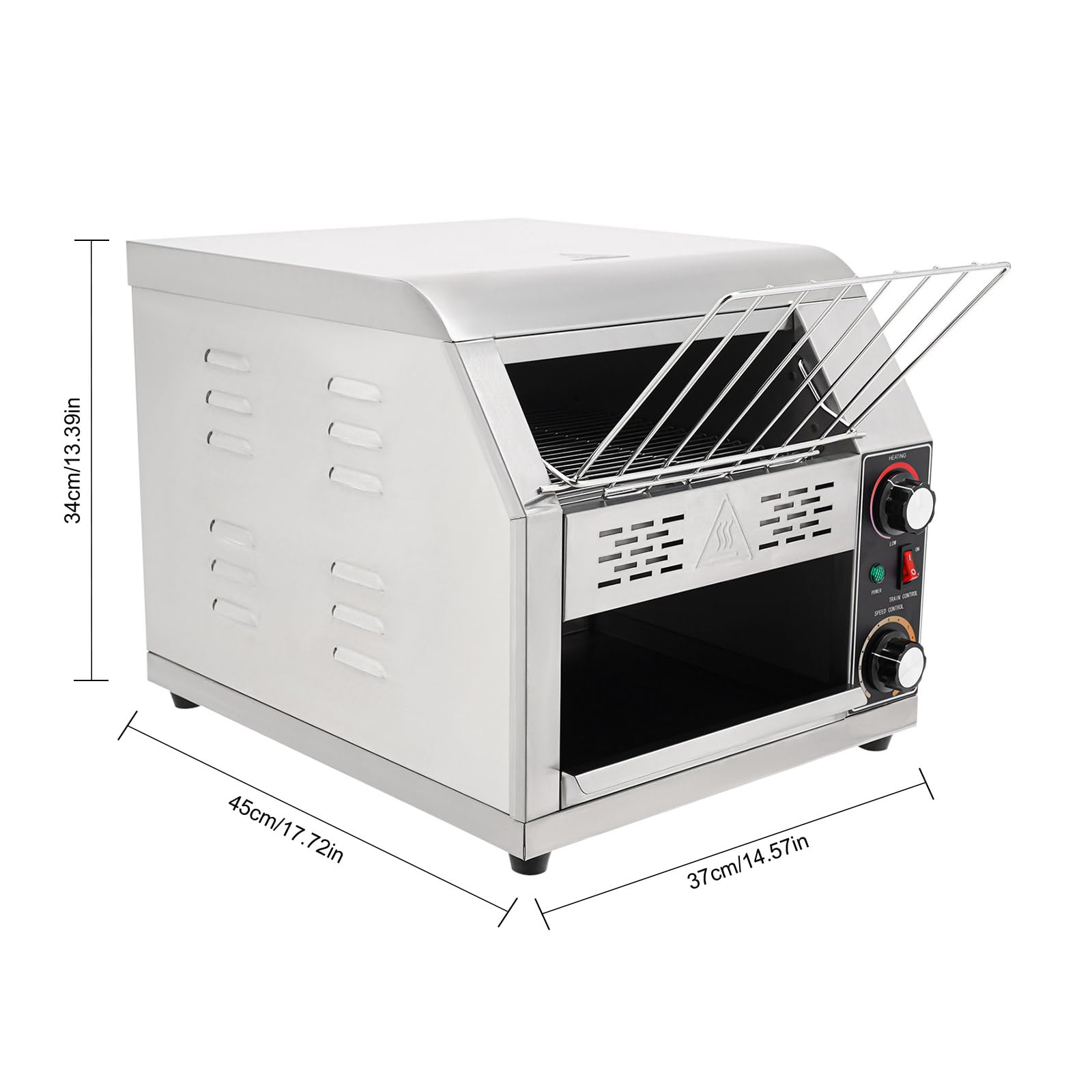 HAPPCUCOE Commercial Conveyor Toaster 300Slices/Hour,1900W Stainless Steel Bread Oven with Temp and Speed Control for Bakeries,Restaurants, Buffets,Silver