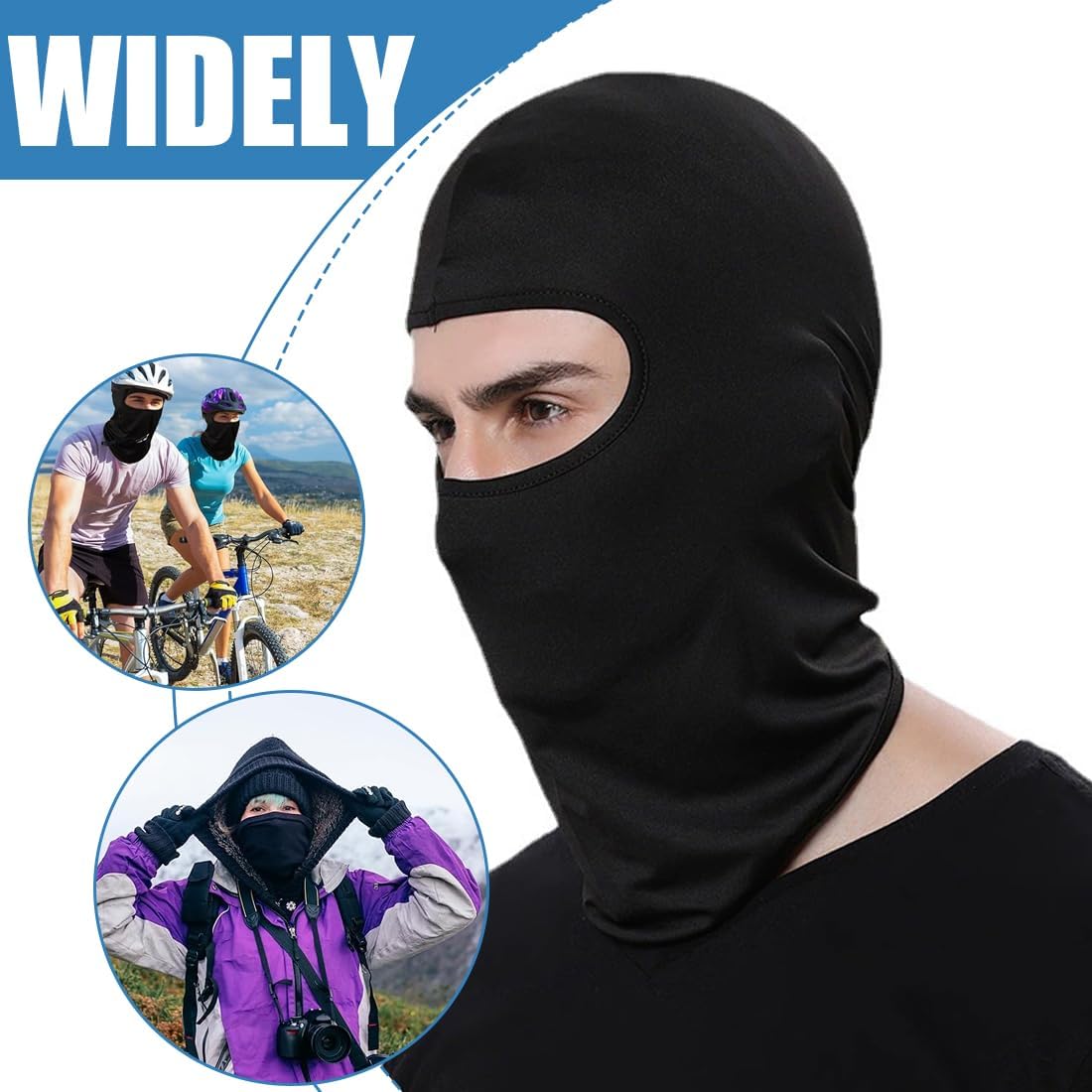 Cagoule multifonction anti-UV coupe-vent respirante pour moto, cyclisme, ski et autres sports de plein air pour homme et femme - Blanc