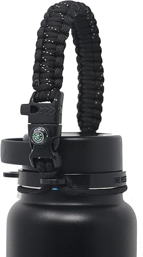GALAXTEK Paracord Handle for Hydro Flask, Iron Flask, Simple Modern, Secure Carrier, for 12oz to 64oz Wide Mouth Stainless Steel Water Bottles, Easy