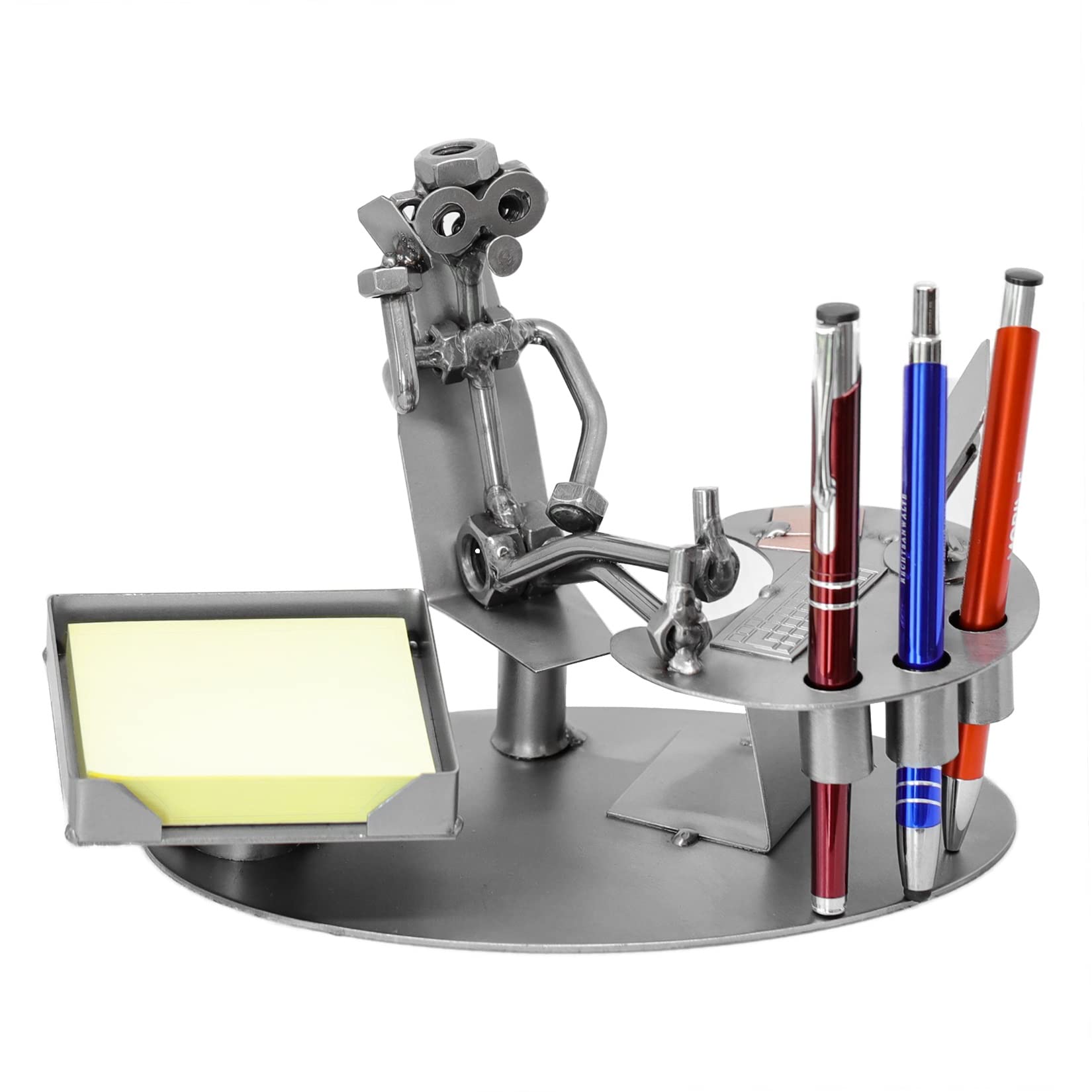 Schraubenmännchen BÜRO PC Schreibtisch Organizer Stiftehalter Zettelbox Handarbeit Geschenkidee Metallmännchen Stahlfigur - Deko für Büro & Zuhause