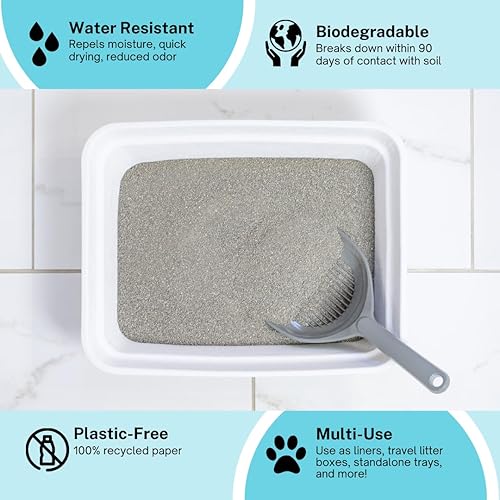 Miniatura 8 de Luli & Cat Cajas de arena desechables para gatos  Paquete de 4 unidades de color negro de gran tamaño  Duraderas y resistentes al agua