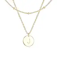 GNIRTSI Gold Layered Initial Necklaces for Women Satellite Chain Choker Disc Letter Y Coin Pendant 14K Gold Plated Minimalist Dainty Trendy Jewelry