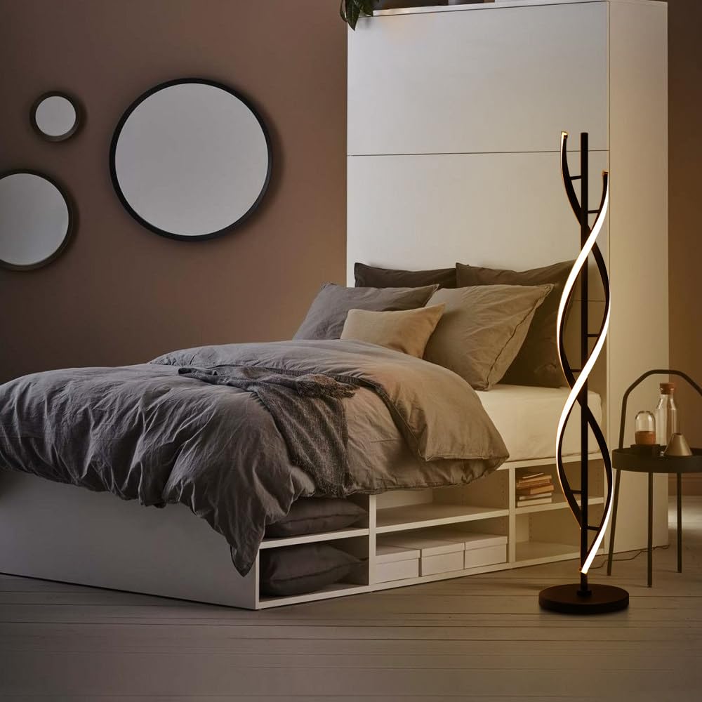 ELINKUME Led Vloerlamp Met Afstandsbediening - Spiraal Design, Dimbaar En Kleurveranderend