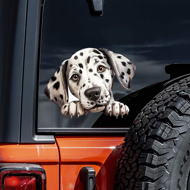2PCS Dalmatiner Vinyl Aufkleber 13 x 10cm, Niedlicher Hundeaufkleber für Auto, LKW, Laptop, Fenster, Klassisches Haustierliebhaber Dekor |# DK116