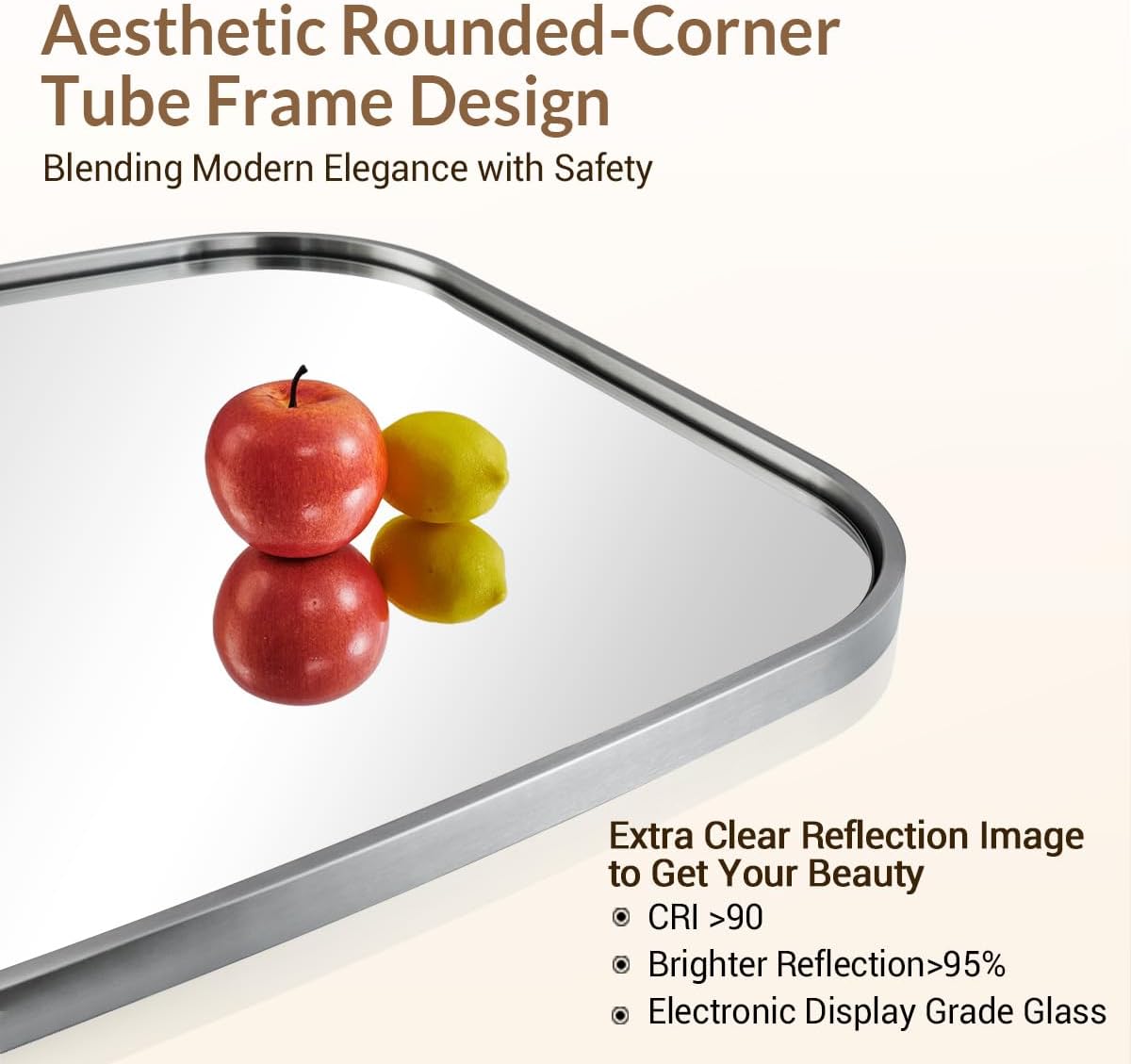 ANDY STAR Brushed Nickel Oval Bathroom Mirror for Over Sink, 24x32 Inch Bathroom Vanity Mirror with Unique Oblong Tube Metal Frame-Modern Clean Design with Anti-Rust Stainless Steel Frame