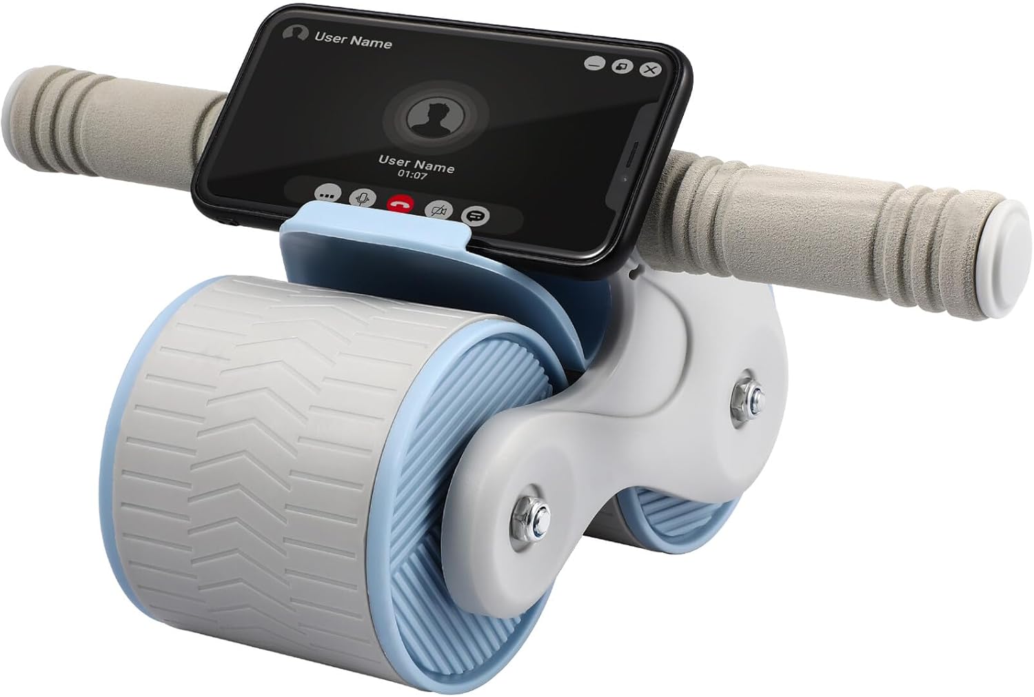 Anti-skid Ab Roller Wheel with Automatic Rebound Dual Wide Wheels for Stability Mobile Phone Holder Includes Knee Mat Portable Ab Exercise Equipment for Core Strength Random Color