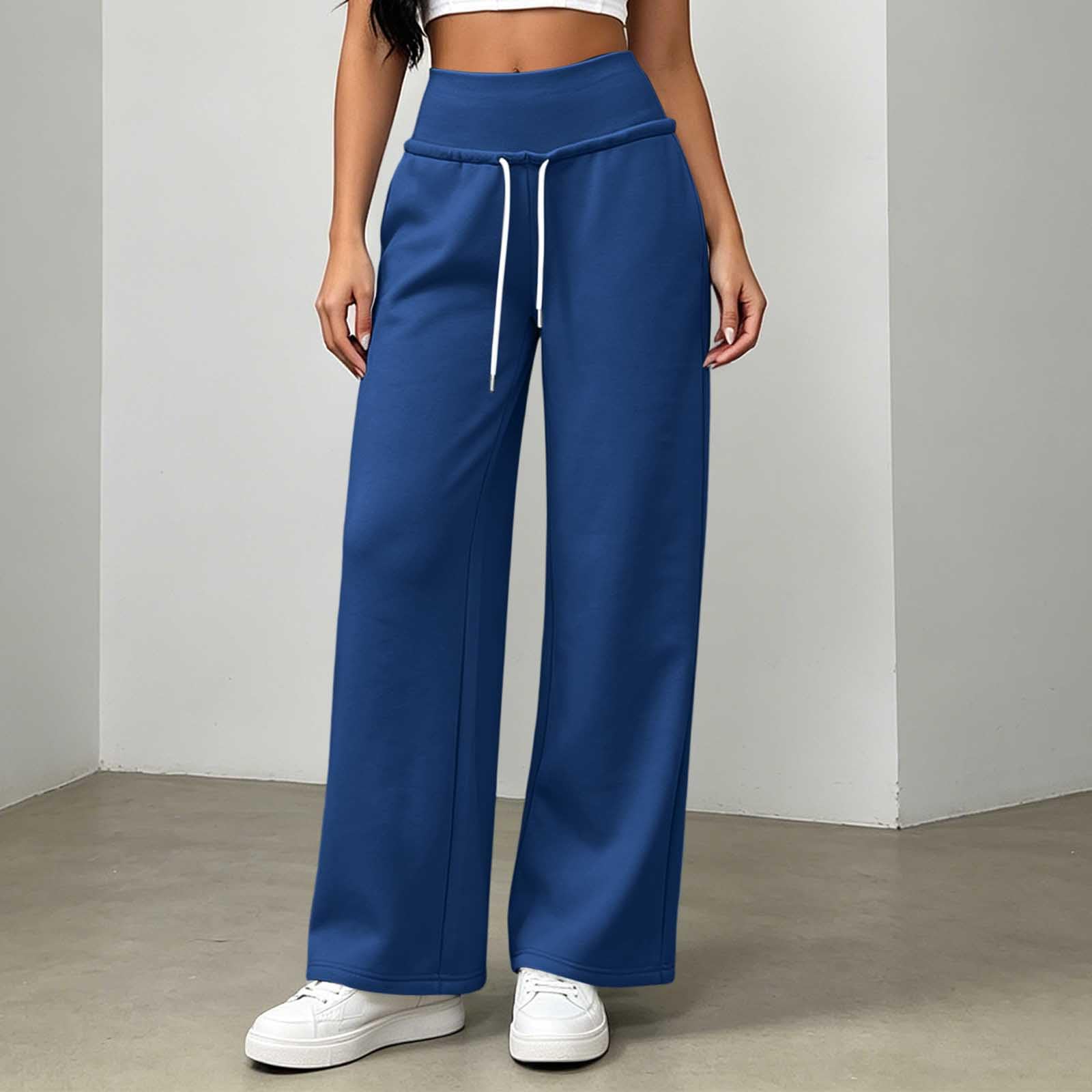 Pantaloni da Jogging Donna Pantaloni Lunghi a Vita Alta Pantlone Cotone con Coulisse Regolabile Leggeri e Comodi Pantalone da Corsa con Tasche Tinta Unita Pants Baggy per Allenamento e Fitness
