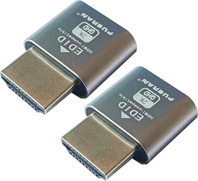 HDMI DDC EDID Dummy Plug Headless Ghost Display Emulator Fit Headless-1920x1080@60Hz-2Pack