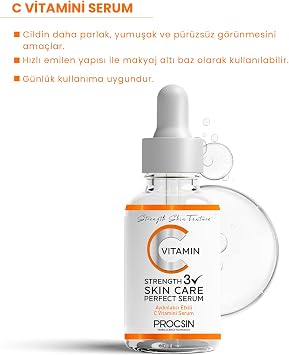 PROCSIN Vitamin C Serum, Brightening & Anti-Blemish, Skin Tone Synchronizer & Moisturizer, Antioxidant Protection & Revitalizing Care, 20 ML