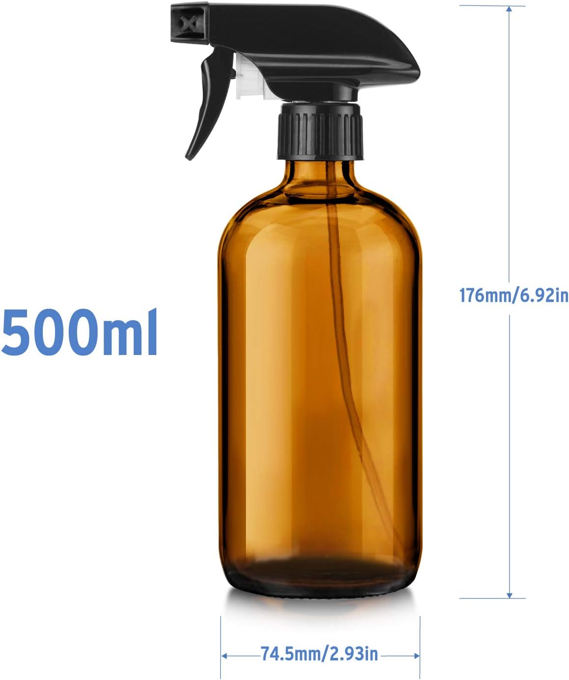 Titanker Spray Bottle, Amber Glass Spray Bottles, Empty Mist Spray Bottle for Cleaning Solutions or Essential Oils, 2-Pack Refillable 16oz Container (Brown)