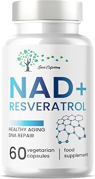 NAD Supplement 1000mg with True NAD+ 500mg & Resveratrol 250mg for Cellular Energy and Healthy Aging Support