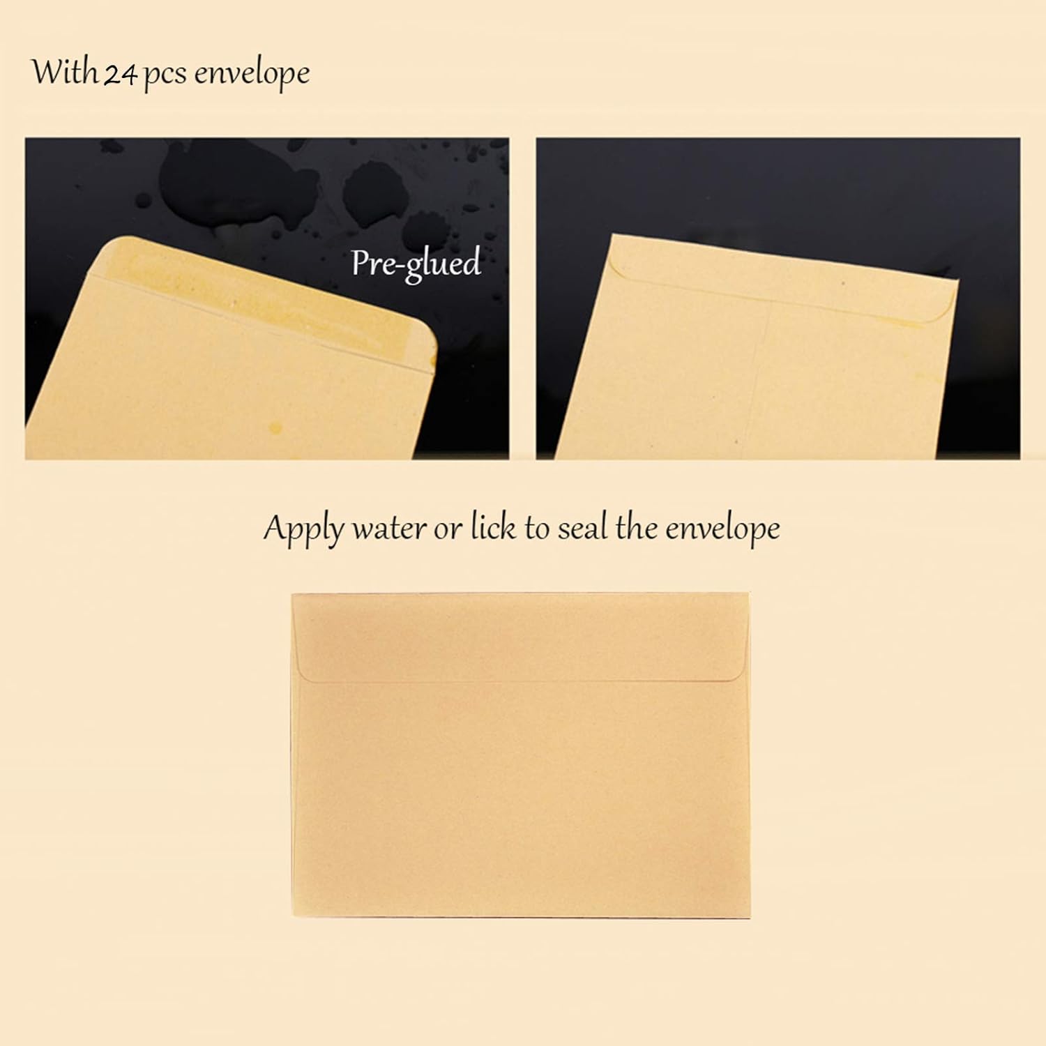 NUIBY Total 72PCS Writing Paper Letter Set - 48 Stationery Papers with Line + 24 Self-adhesive Envelopes - Classic Aged Paper Design : Office Products