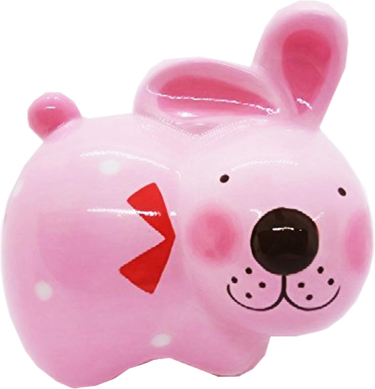 WitnyStore Coin Bank 5" Pink Bunny Rabbit - Hand Made Painted Ceramic Money Saving Piggy Banks Removable Coins Container Storage Cute Colorful Porcelain Decorative Figure Collectible Home Décor Gifts