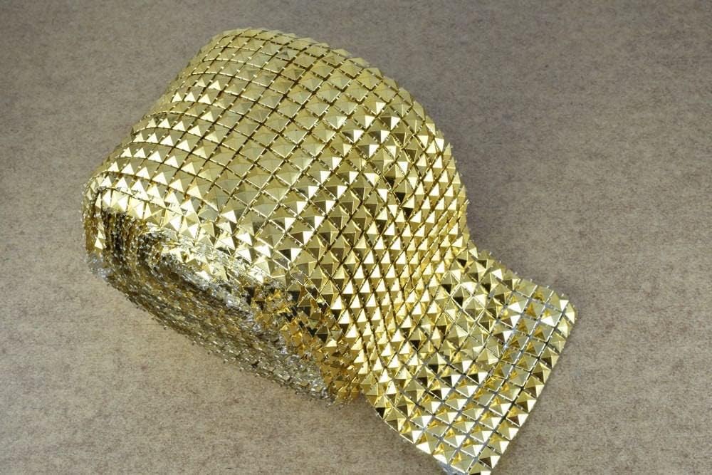 Studded Mesh Roll Pyramid Mesh Roll Trim 10 Yard Roll for Costumes and Wedding, Tables, Decorations, Cakes,