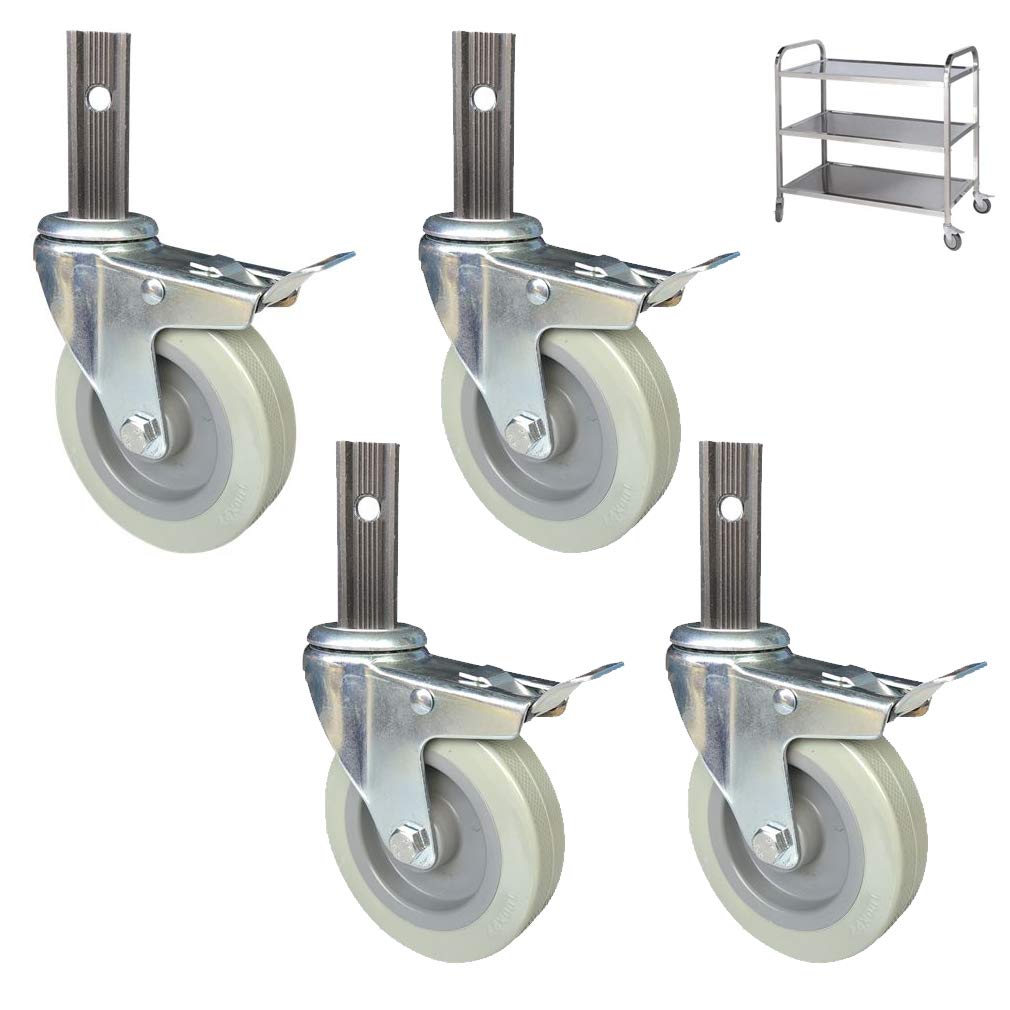 GBRJUYF 4-inch Heavy-Duty PU Swivel Casters - Set of 4, Square Tube Support, Silent, 300kg Capacity, Perfect for Kitchen Carts, Furniture & Workbenches.