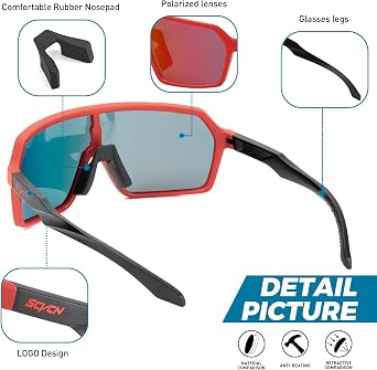 SCVCN Polarized Cycling Glasses Sport Sunglasses MTB BMX Men Women Running Driving Fishing Golf S61