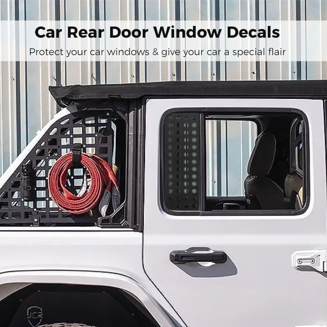 1 Pair Jl Rear Door Window Decals, Aluminum Alloy Car Window Panel Covers, Glass Trim for Rear Doors