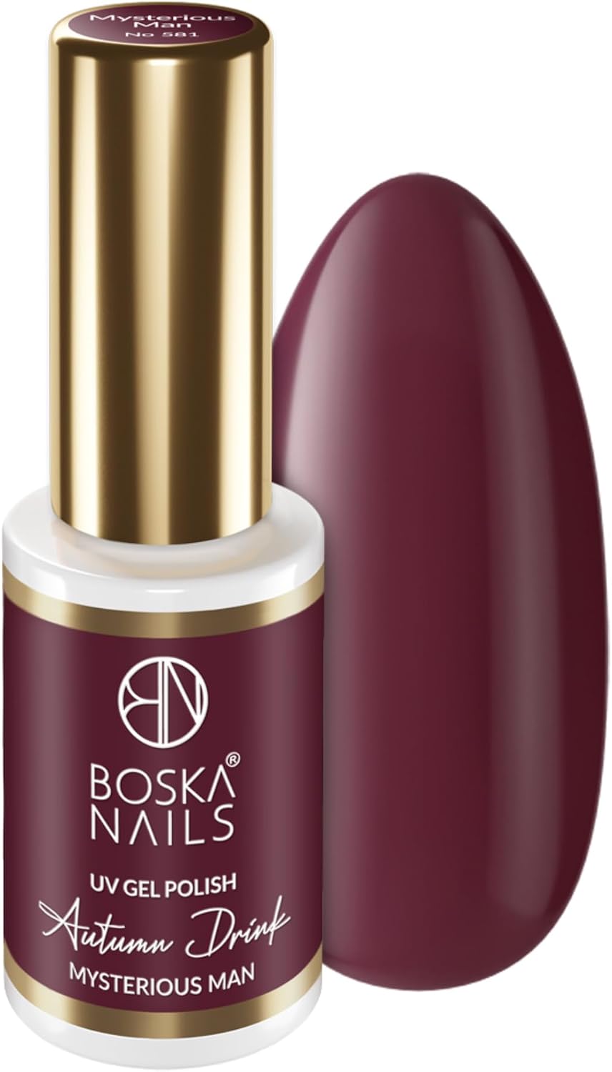 Żel UV lakier do paznokci Hybrid Mysterious Man Nr. 581 głęboka śliwka burgundowa 6 ml jesienny napój kolekcja wysoko kryjący, długotrwały