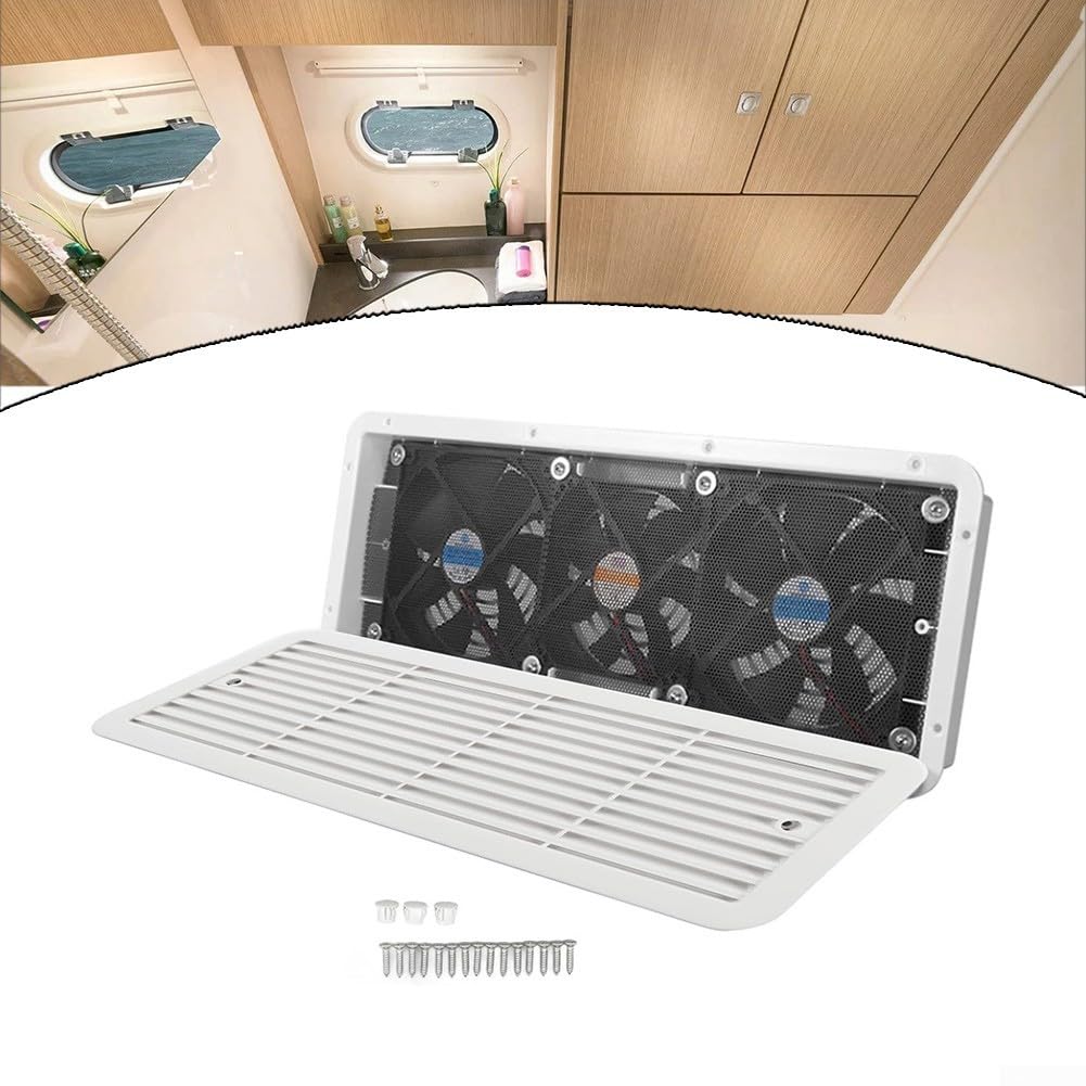 Ventola di ventilazione tripla per camper, 12 V, montaggio laterale, cappa di aspirazione, presa di aspirazione, uscita di ingresso e uscita a doppio riposo, per camper, yacht, barca