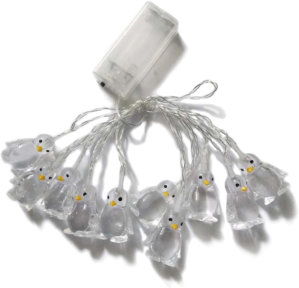 1.65M 10LEDs Decorative Penguin Shape Fairy Romantic Night Lamp Mood Night Light for Home Bedroom Wedding Party Babyroom Child(Warm White)