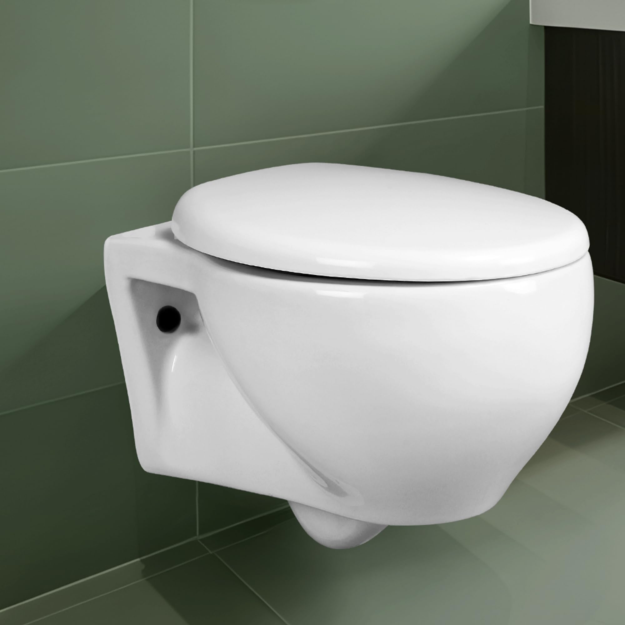 Hindware Lara Wall Hung Western Commode for Bathroom | Made of Ceramic | Star White | Oval Shape | Wall Mount Ewc